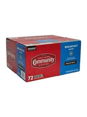 Community Coffee Breakfast Blend Medium Roast K-Cup Pods 72 Count New BB 02/2027